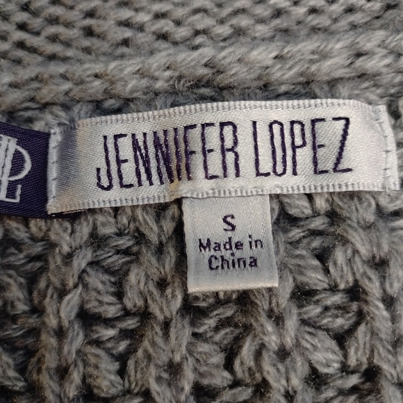 Jennifer Lopez Sweater Gray Chunky Sleeveless Removable Faux Fur Collar… - Picture 10 of 11